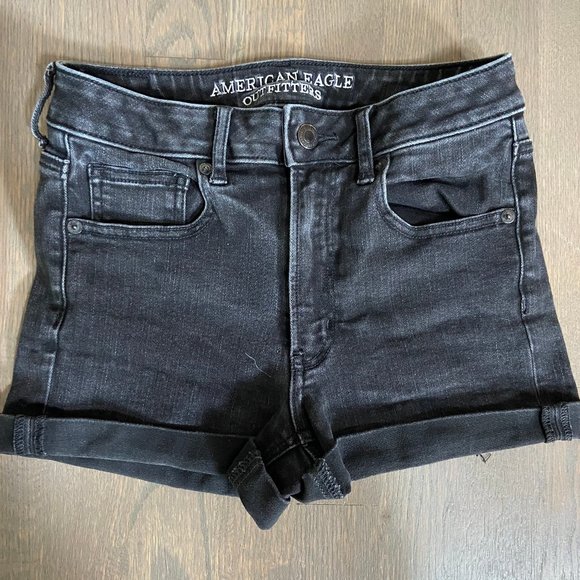 American Eagle Outfitters Pants - American Eagle black super hi-rise shortie shorts